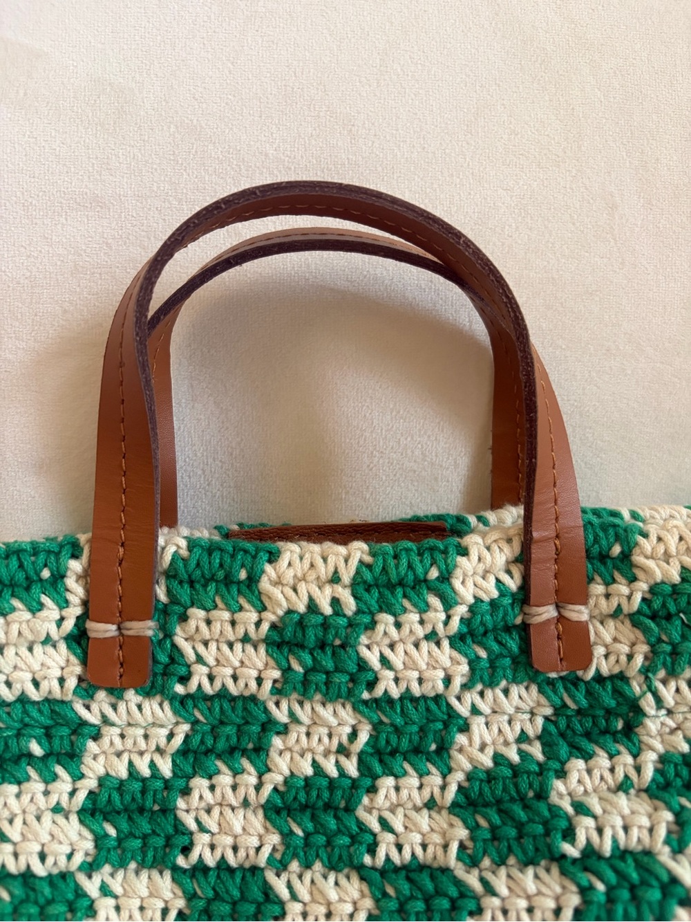 Clare V. Petit Simple Tote in Green & Cream Crochet - Picture 3 of 9